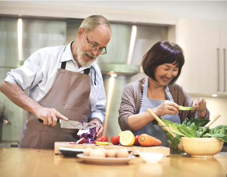 People cooking healthy